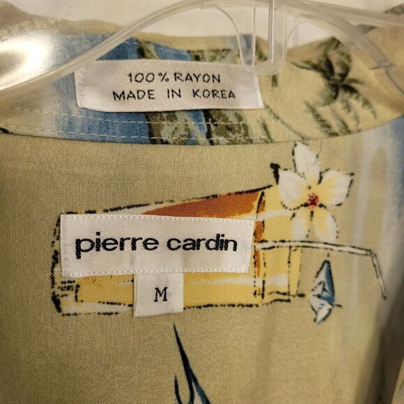 Pierre Cardin Mens Shirt Sz M Tropical Vacation Short Sleeve Button Up Dad Camp - Picture 4 of 7